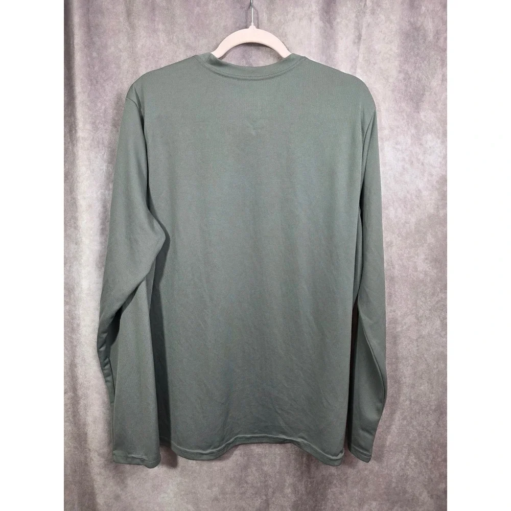 Mossy Oak Mens XL Long Sleeve Performance Shirt Sage Green Deer Skull Graphic